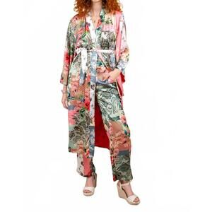 NEW PAPARAZZI charmeuse kimono with lining in hawaiian print